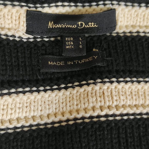 Massimo Dutti Striped Knit Cardigan Like New with Gold Buttons