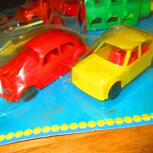 Plastic Greek Toy Cars and Traffic Signs from Antony 70s new