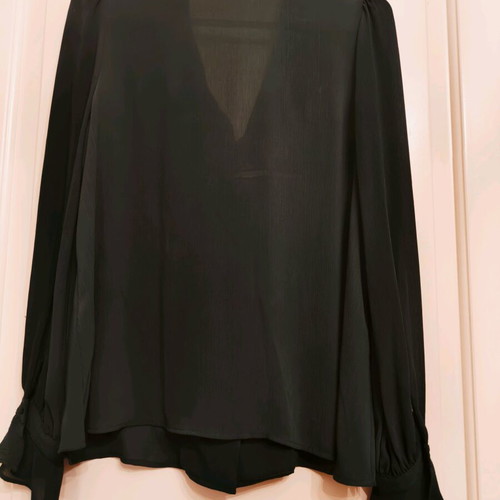 Zara blouse like new, black semi-transparent with pussy-bow