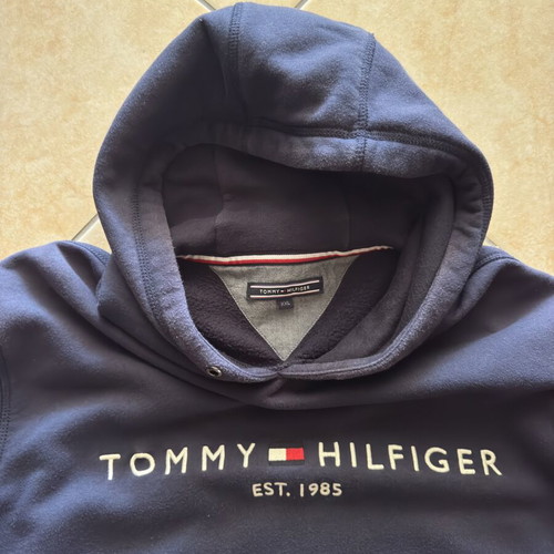 Tommy Hilfiger Mens fleece hoodie used, navy, size XL