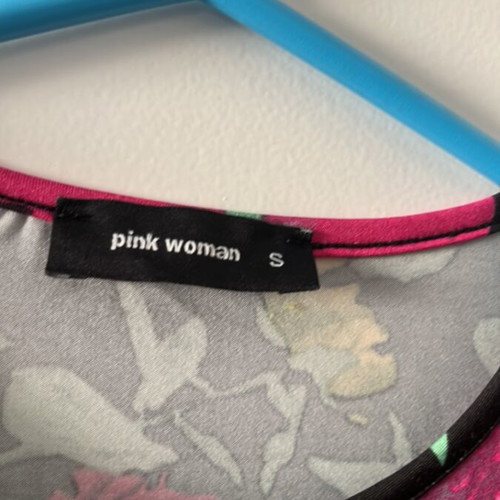 Pink Woman blouse size S with side ties, multicolor