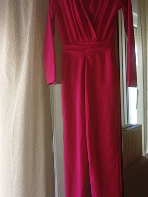 One-piece jumpsuit one size, new, elastic pink draped design