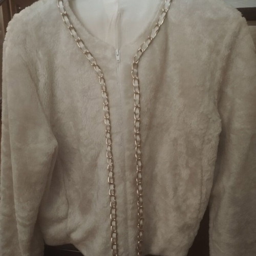 Faux Fur Jacket without Collar like new, white, size S