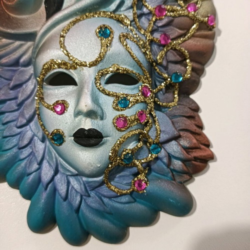 Venetian mask like new with bright colors and unique design