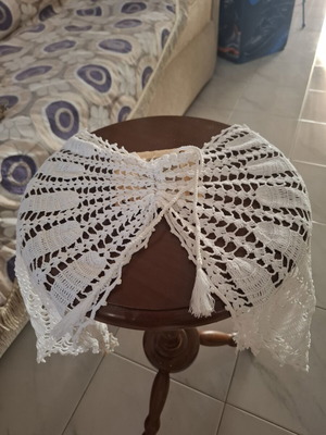 Handmade crochet TV doily