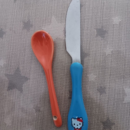 Children's knife and spoon used