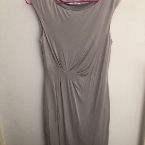 Biancoghiaccio fitted draped dress gray used, size M