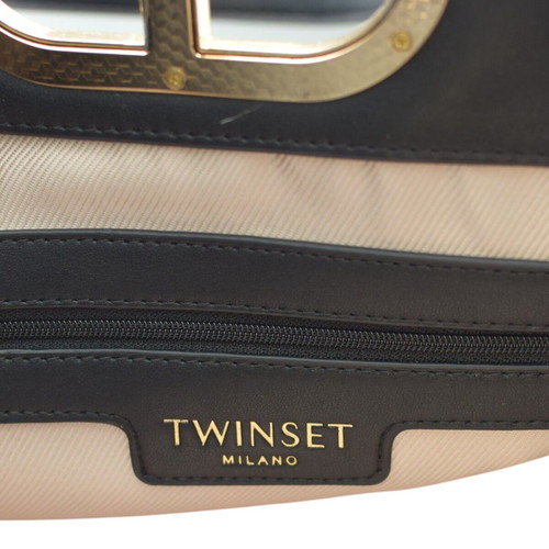 Twinset Milano Black Leather Tote Bag like new with Gold Logo