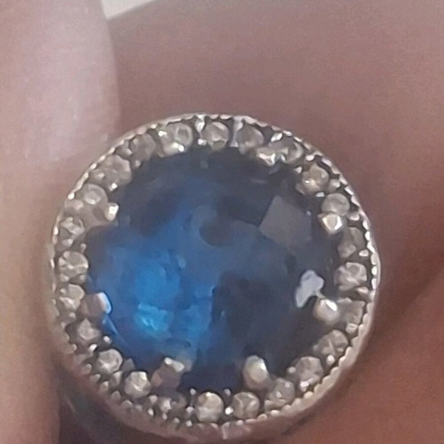 Charm for bracelets with blue crystal and zircon stones like new