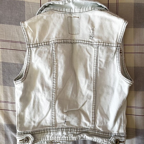 Bershka sleeveless denim jacket used, light blue-white, size S