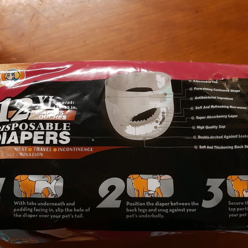 Diapers for large puppy used, pack of 12