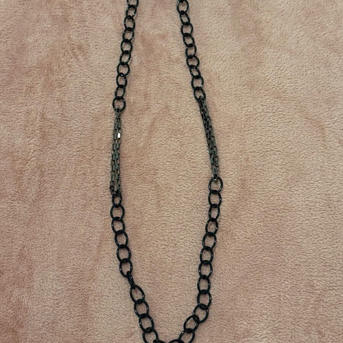 Metal necklace A.L.E. new, long, one size, black and silver