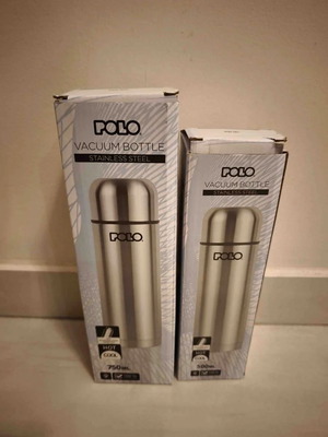 Polo Stainless Steel Vacuum Bottles 500ml & 750ml Silver new, set of 2