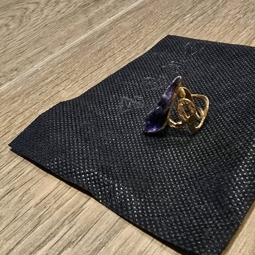 Handmade gold-plated ring with amethyst like new, size 7.5