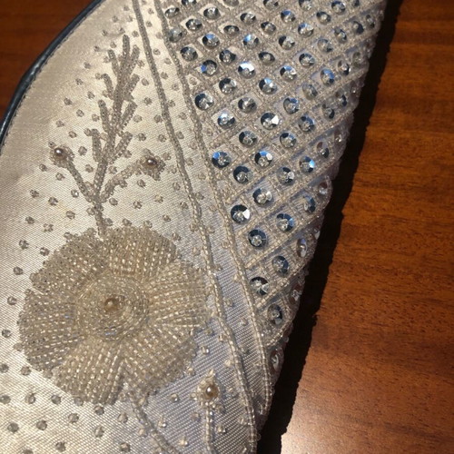 Beaded bag used, white handheld