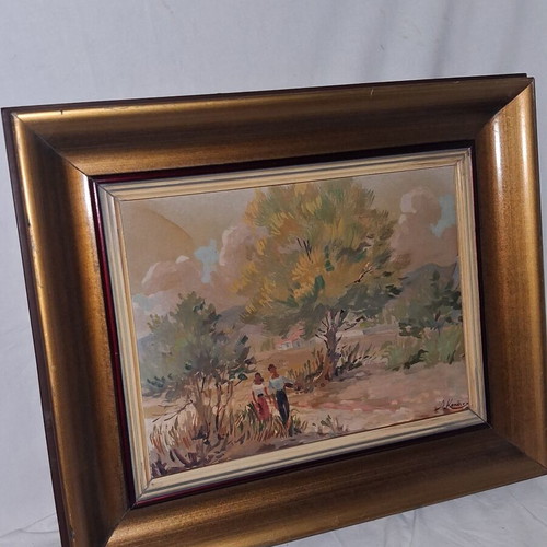 Antonis Kanas 'Agrotikon, Athens - Mesogeia' oil on wood painting