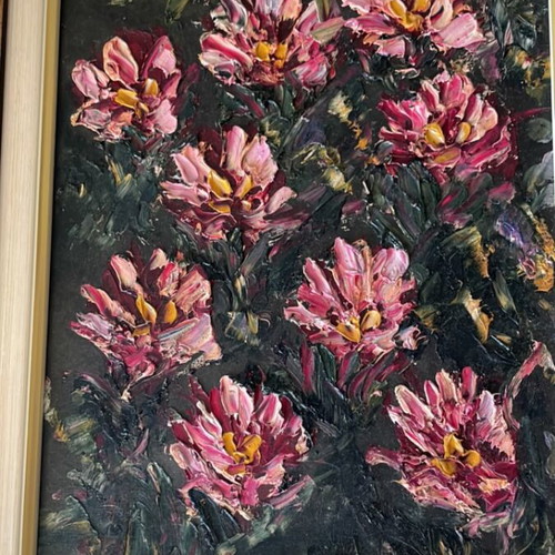 Two handmade flower paintings