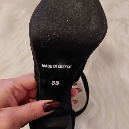 Sarigiannis pumps used, black suede, crisscross design, size 38
