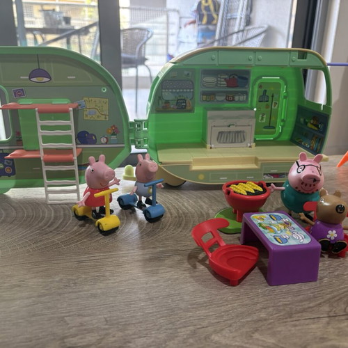 Peppa Pig toy set with camper, pool and Cocomelon house