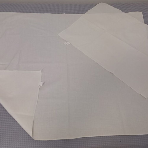Cotton fabric pieces like new, 2 large and 1 small with crochet edge