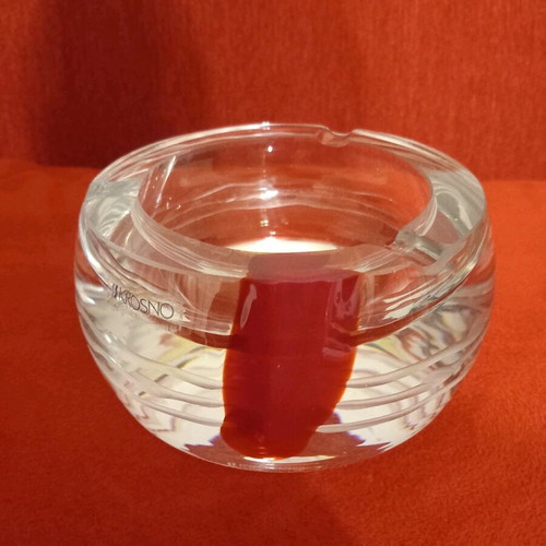 Set of 2 vintage Krosno crystal ashtrays like new