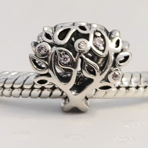 Pandora Charm Family Tree Openwork Sterling Silver with Pink Crystals new
