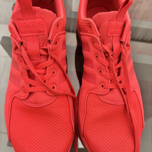Adidas athletic shoes used, bright red-orange, size 41.5