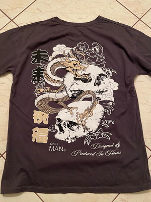 Japanese dragon T-shirt like new, gray, size L