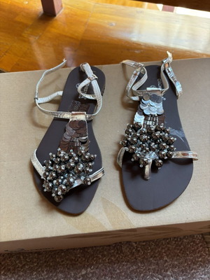 Orchestra children's sandals size 31 new, brown and silver with beads