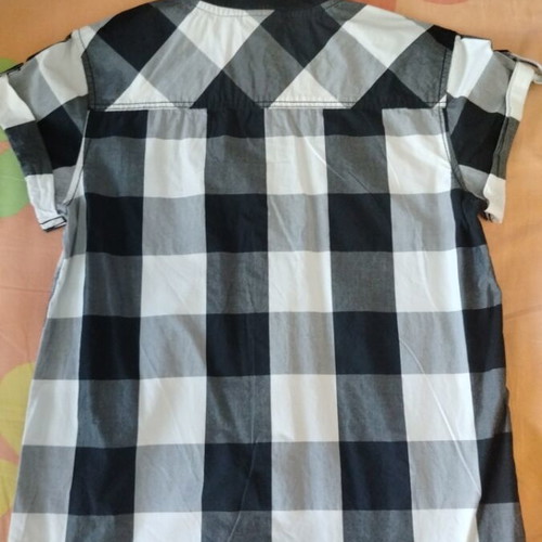 H&M boys' shirt with hood, black and white, size 158, ages 12-13