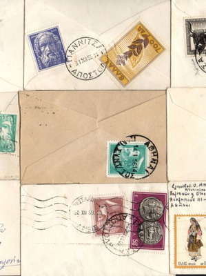 Collection of 100++ small card visit envelopes with stamps