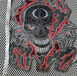 Ραφτό/σιδερωτό patch πλάτης 30x24 εκ., σχέδιο κρανίο