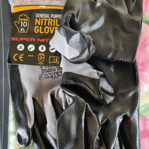 Cresman work gloves gray nitrile/polyester, new, two pairs No XL