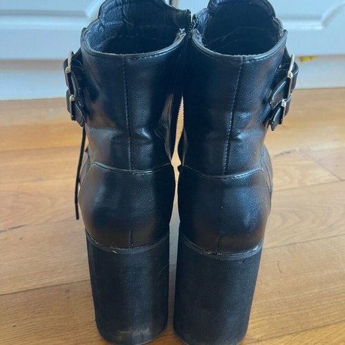 Platform ankle boots size 38 black used leather
