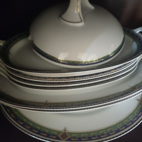 Bohemia cake plates set with 3 cheese dishes and sauce boat like new