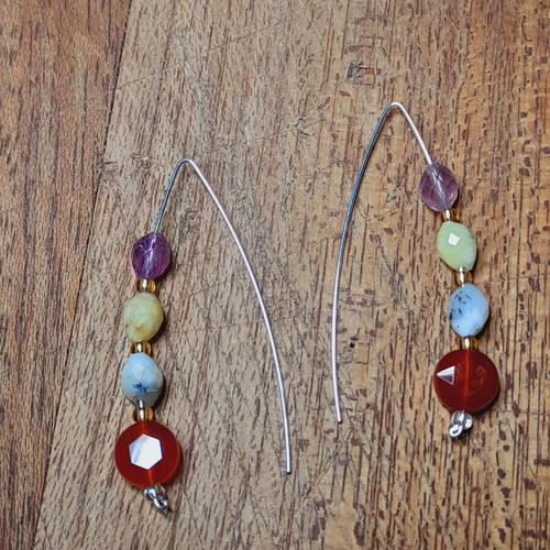 Silver earrings silver 925 with semi-precious stones length 6 cm new