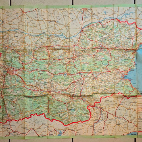 Bulgaria road map 1988 used with minor tears