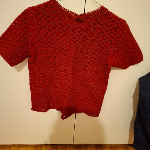 Vintage lace handmade blouse used, size S, burgundy