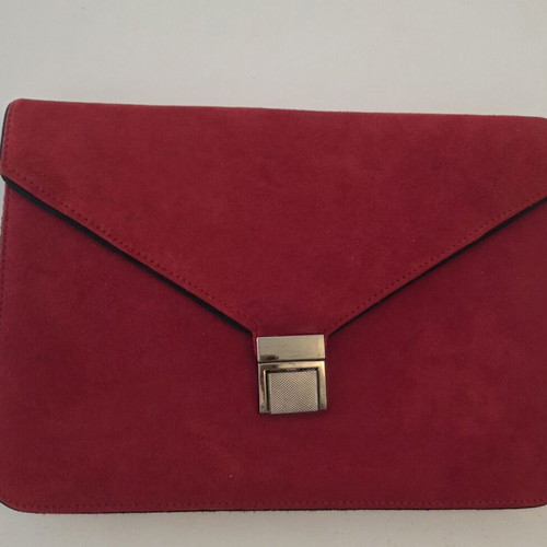 Dune London Red Suede Envelope Clutch Bag
