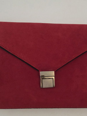 Dune London Red Suede Envelope Clutch Bag