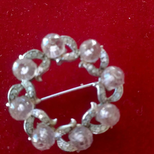 Silver 925 pin with pink zirconia new