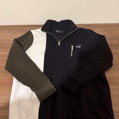 MB Collection sweatshirt size S like new, black/khaki/white with zipper and pocket