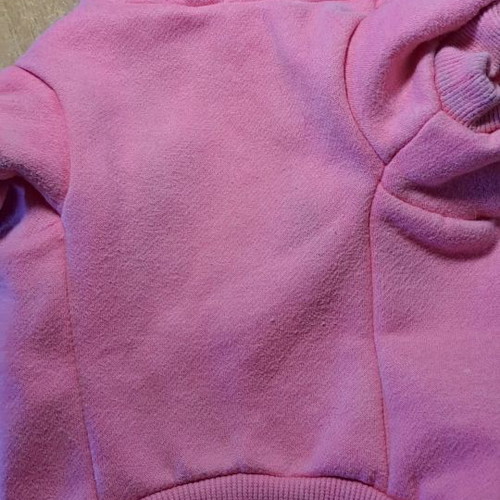 Dog accessory used, pink hoodie sweater