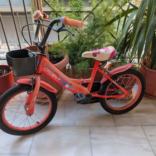 Orient 16" children's bike, red, with basket