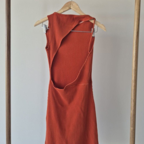 Reformation Adia mini knit dress, orange