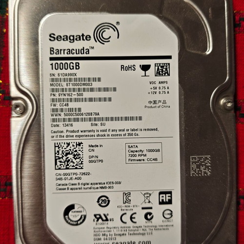 Seagate Barracuda 1TB HDD used, 88% health