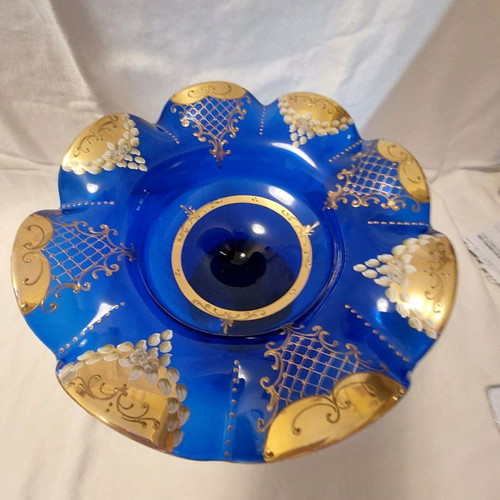 Egermann fruit bowl Bohemia crystal used with 24k gold and hand painting