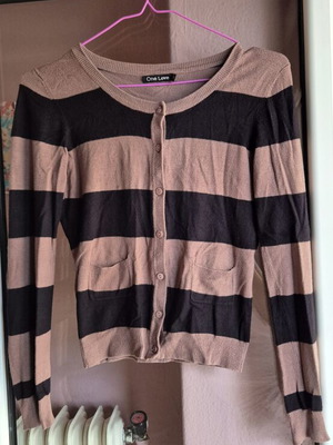 One Love striped cardigan like new, black and brown, size M