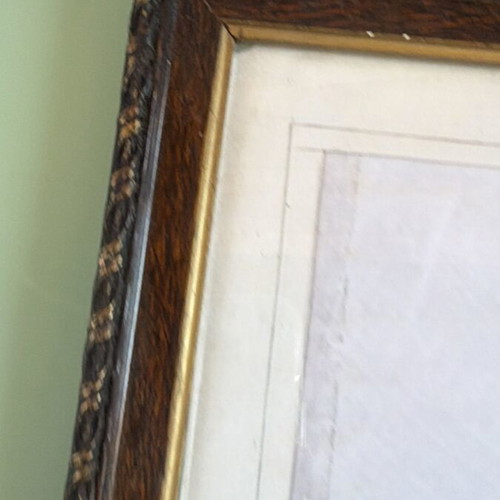 Pencil sketch in wooden frame with protective glass