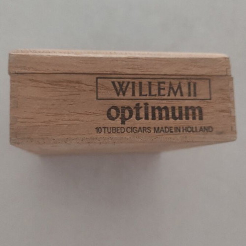 Optimum Willem II wooden cigar box used, empty for 10 cigars